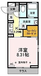 京成本線 京成高砂駅 徒歩2分の賃貸アパート 1階1Kの間取り