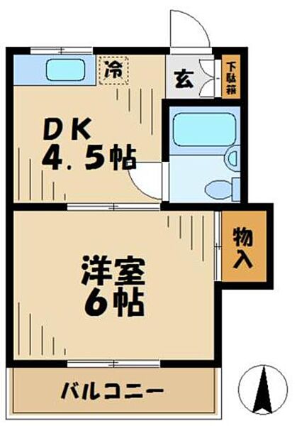 竹の家荘 205｜東京都八王子市下柚木(賃貸アパート1DK・2階・22.36㎡)の写真 その2