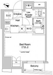 プラウドフラット三越前 3階1Kの間取り