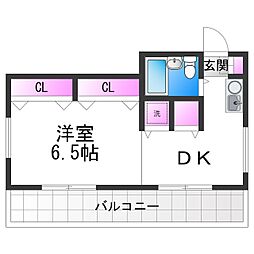 長居ハイツ 5階1DKの間取り