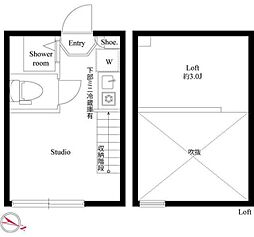 ハーモニーテラス西小岩V 1階ワンルームの間取り