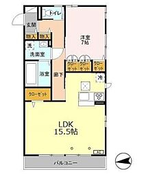 エバーグレイス 1LDKの間取図画像