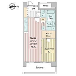 シュロスミーナ晩翠通 1LDKの間取図画像