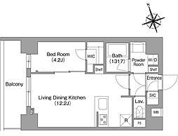 コンフォリア・リヴ八丁堀 1LDKの間取図画像