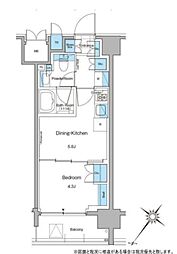 ルフォンプログレ西大井プレミア 8階1DKの間取り