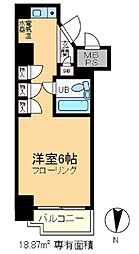 メインステージ王子駅前 7階ワンルームの間取り