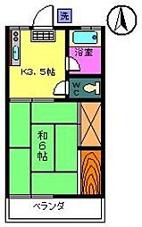 第一光コーポ 2階1Kの間取り