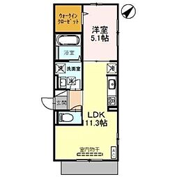 シェソワフルール 1LDKの間取図画像