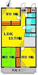 エクシアハイツ 4階3LDKの間取り