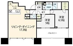 シティタワー武蔵小杉 21階2LDKの間取り