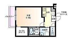 フジパレス山之内ノース 1Kの間取図画像
