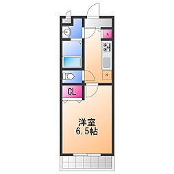 シャルマンフジもずイースト 1Kの間取図画像