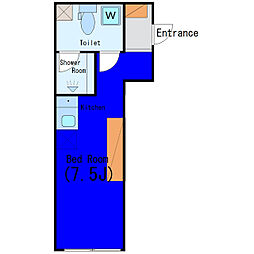 JR京浜東北・根岸線 大井町駅 徒歩12分の賃貸マンション 4階ワンルームの間取り