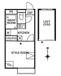サンビレッジ壱番町 1階1Kの間取り