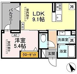 グリシーナ鵠沼石上 1LDKの間取図画像