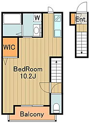 ニューサニーヒル 2階1Kの間取り