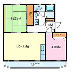 メゾンドール1 2LDKの間取図画像