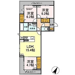 ガーベラ・グレイス 2階3LDKの間取り