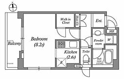 レジデンス新蒲田スクエア 2階1Kの間取り