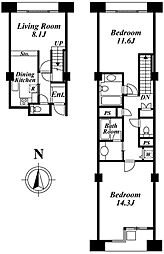 品川プリンス・レジデンス 11階2LDKの間取り