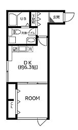 アートフルひばりサクセス 1DKの間取図画像