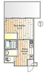 東急東横線 都立大学駅 徒歩4分の賃貸マンション 1階1DKの間取り