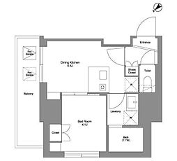 ルフォンプログレ大森山王 15階1DKの間取り