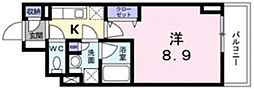 広尾ビューヒルズ 7階1Kの間取り