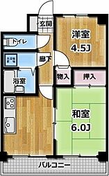 TYコート栄町通 2DKの間取図画像