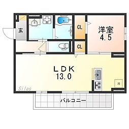 ジラソーレ 2階1LDKの間取り