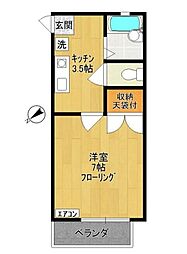 ハイツ恵 2階1DKの間取り