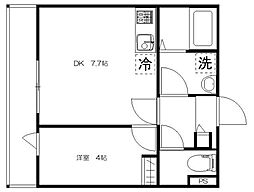 STONE RIVER 堀崎町 1DKの間取図画像