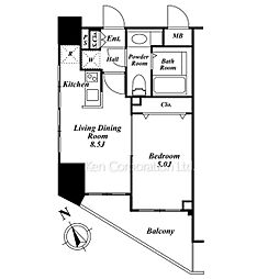 千駄ケ谷デュープレックスリズ 1LDKの間取図画像