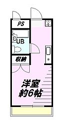 JR中央線 八王子駅 バス20分 遺跡公園下車 徒歩2分の賃貸マンション 2階ワンルームの間取り