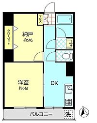 峰マンション 2階1SDKの間取り