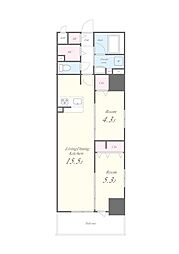 スターズスクエア浦和美園 6階2LDKの間取り