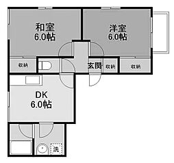 すすきのハイム 2階2DKの間取り