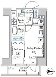 パークアクシス入谷 4階1DKの間取り