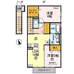 南海加太線 八幡前駅 徒歩20分の賃貸アパート 2階2LDKの間取り
