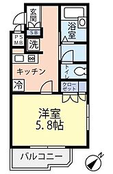 グランヴァン板橋本町エコヴェルデ 1Kの間取図画像