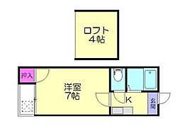 グリーンローズ 1Kの間取図画像