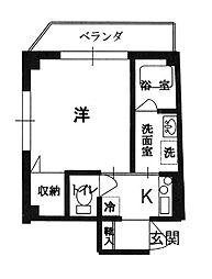 ネリキタビル 1Kの間取図画像