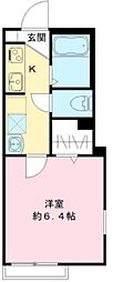 アンソレイユ世田谷 1Kの間取図画像