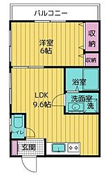 エルミオーレ 1階1LDKの間取り