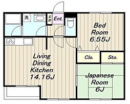 バードタウン6番館 2階2LDKの間取り
