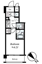 キャパシタス中野 5階1Kの間取り