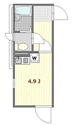 JR常磐線 亀有駅 徒歩9分の賃貸アパート 2階ワンルームの間取り