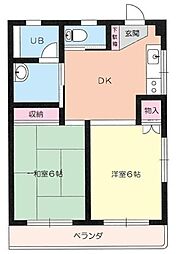 ショーナニアン 4階2DKの間取り