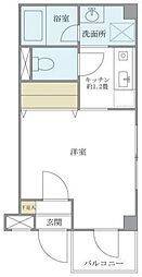 東京メトロ東西線 木場駅 徒歩7分の賃貸マンション 2階1Kの間取り
