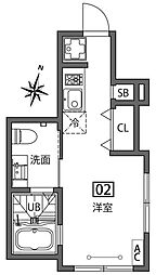 グランエッグス洗足池 1階ワンルームの間取り